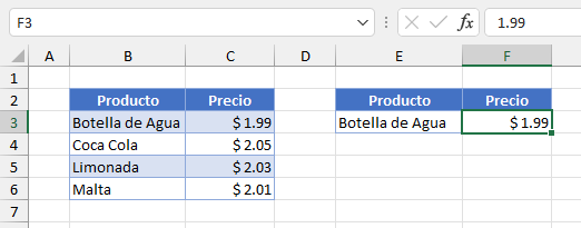 Resultado Función WorksheetFunction Vlookup en VBA