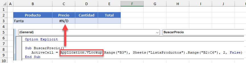 Resultado Vlookup Valor que No Existe