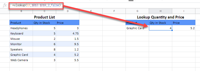 lookup tables gs vlookup