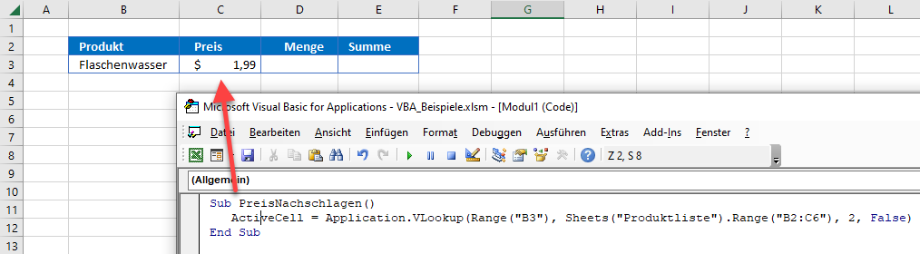 vba application.vlookup verwenden