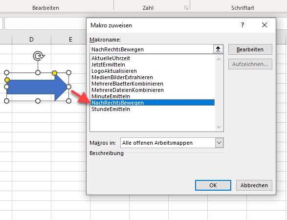 vba form makro zuweisen