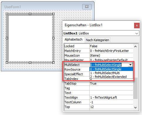 vba listenfeld multiselect eigenschaft