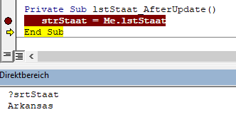 vba listenfeld variablenwert direktfenster