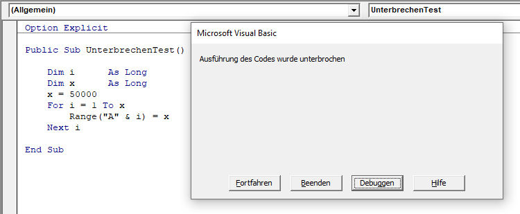 vba makro unterbrechen fehlermeldung