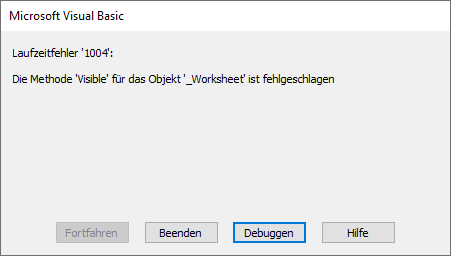 vba standardfehlermeldung methode fehlgeschlagen