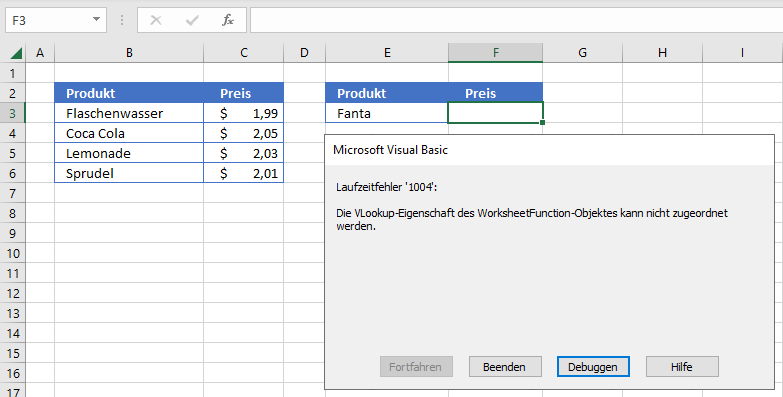 vba vlookup fehler 1004