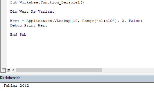 vba worksheetfunction Fehlerwert