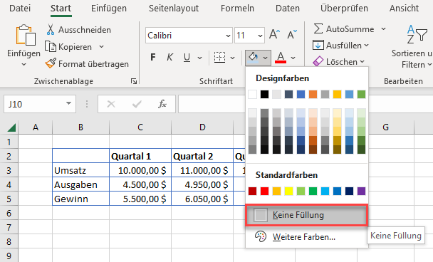 vba zellenfarbe keine fuellung