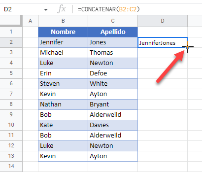 Arrastrar Fórmula Hasta D13 en Google Sheets