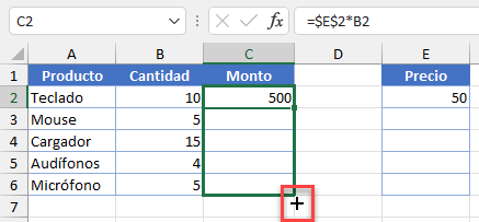 Arrastrar Fórmula en Excel