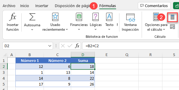 Botón Calcular Ahora en Excel