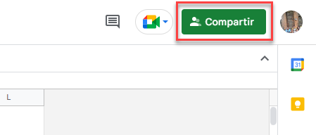 Botón Compartir en Google Sheets