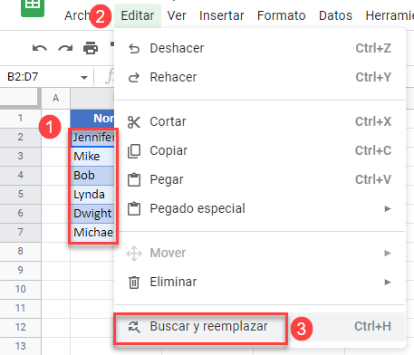 Buscar y Reemplazar Palabra en Google Sheets