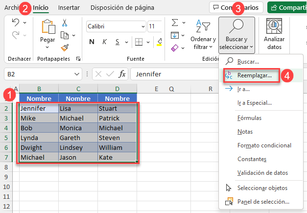 Buscar y Reemplazar en Excel
