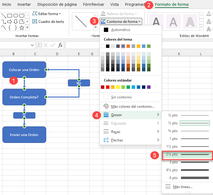 Cambiar Grosor de Líneas en Excel