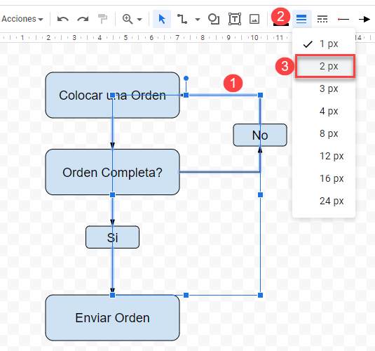 Cambiar Grosor de Líneas en Google Sheets