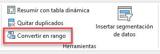 Convertir Tabla en Rango en Excel