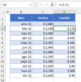 Datos Ejemplo Signo Más en Excel