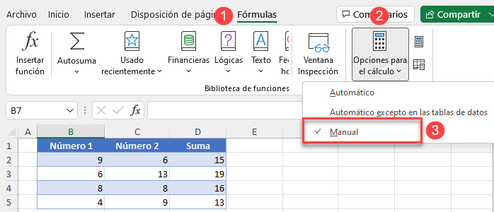 Detener el Cálculo Automático en Excel