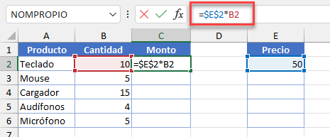 Editar Fórmula en Excel