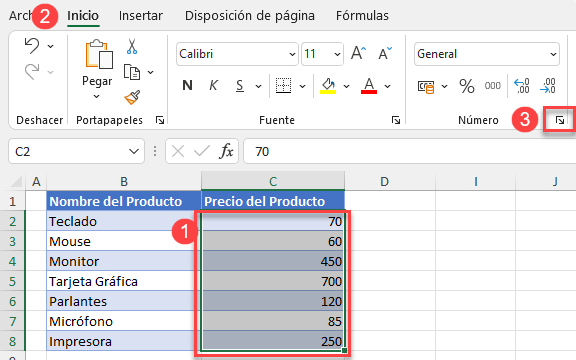 Formato de Número en Excel