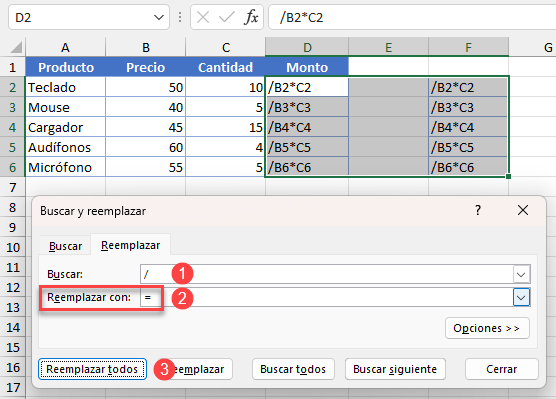 Función Reemplazar Parte en Excel