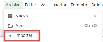 Importar Archivo en Google Sheets