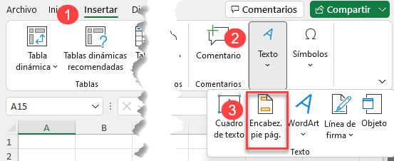 Insertar Encabezado Pie de Página en Excel