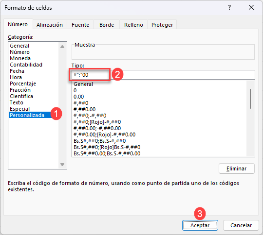 Máscara de Entrada de Datos Personalizada Hora en Excel