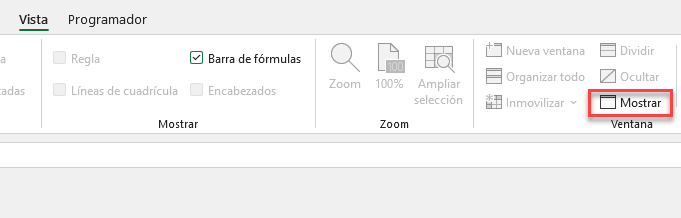 Mostrar Libro Oculto en Excel