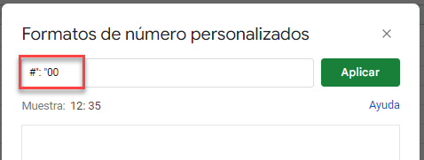 Muestra de Formato de Número Personalizado en Google Sheets