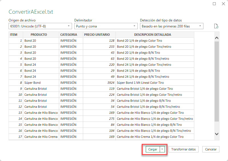 Obtener Datos De Texto CSV Paso2 en Excel