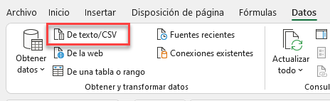 Obtener Datos De Texto CSV en Excel