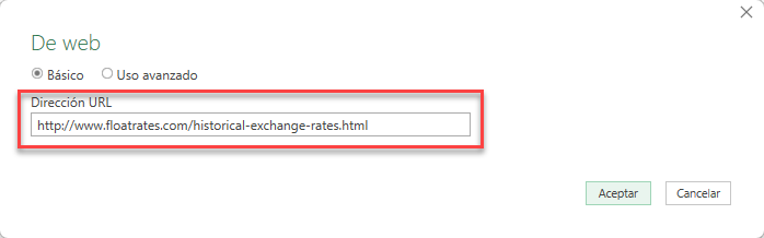 Obtener Datos de Web Cuadro de Diálogo en Excel