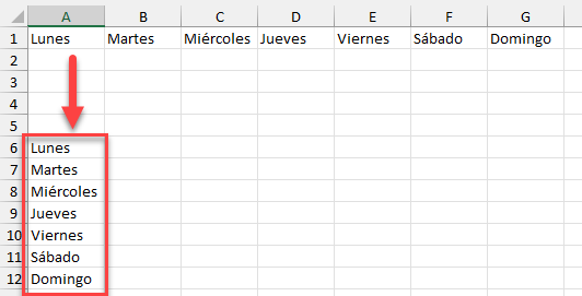Pegar Datos Horizontales Verticalmente en Excel