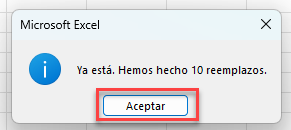 Reemplazos Hechos en Excel