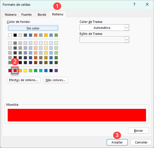 Relleno Formato de Celdas en Excel