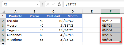 Resultado Pegar Portapapeles en Excel