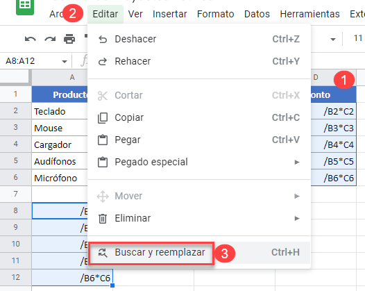 Seleccionar y Reemplazar Rango en Google Sheets