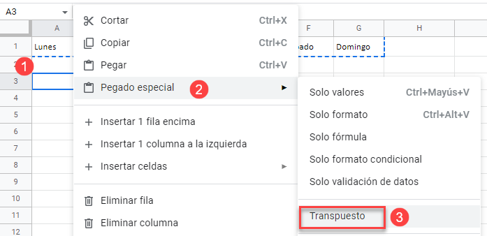 Transponer Datos en Google Sheets Parte2 Pegar