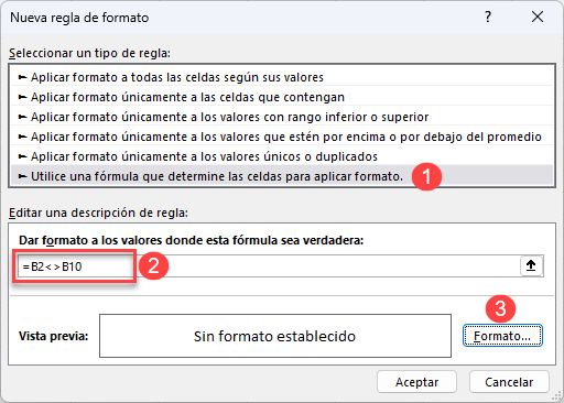 Utilice una Fórmula que Determine las Celdas para Aplicar Formato en Excel