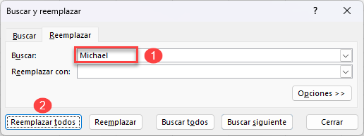 Ventana Buscar y Reemplazar en Excel