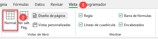 Vista Normal en Excel
