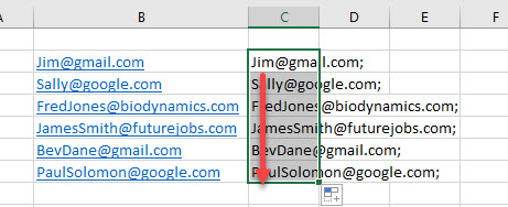 copy email semicolon copy down
