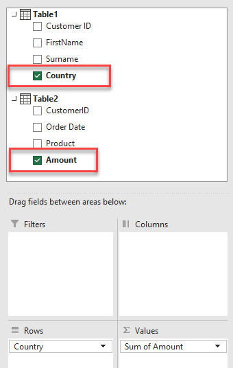 link tables pivot select fields