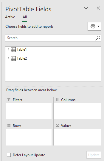 link tables pivot select tables