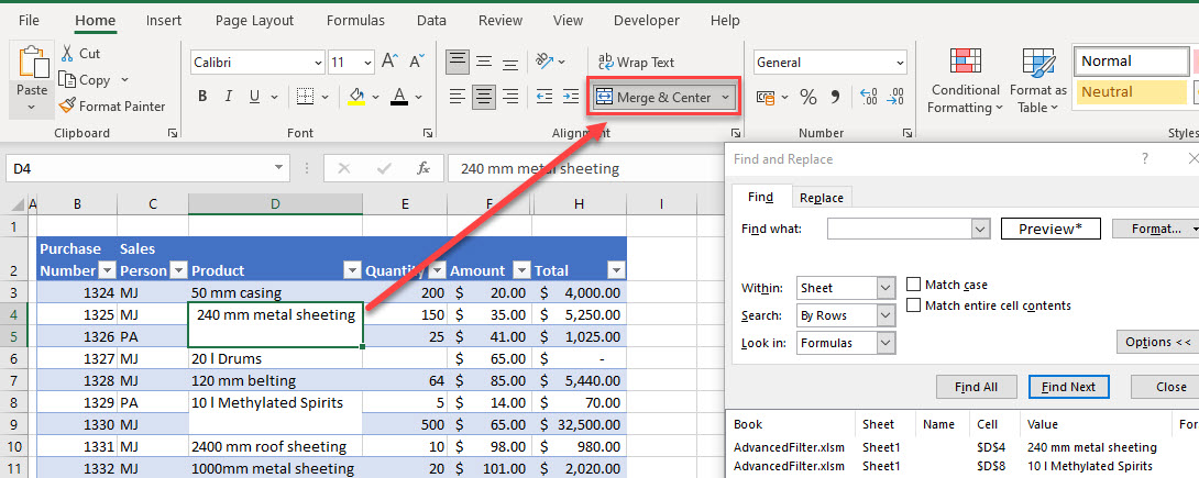 advancedfilternotworking unmerge cells