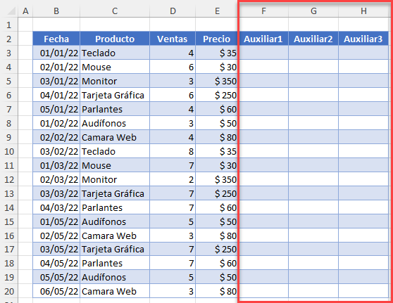 Agregar Columnas Auxiliares a Tabla de Datos