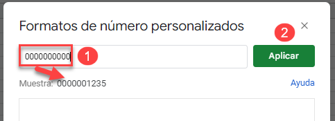 Aplicar Formato de Número Personalizado Agregar Ceros en Google Sheets