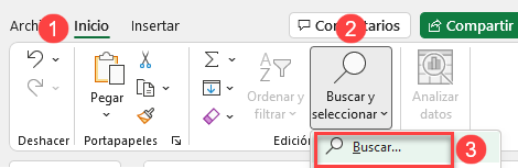 Buscar en Buscar y Seleccionar en Excel